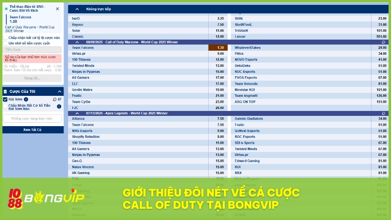 BONGVIP chính thức bổ sung Call Of Duty vào danh mục cá cược Esport
