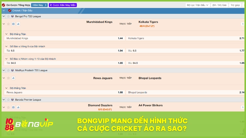BONGVIP mang đến cá cược Cricket ảo đỉnh cao với quy trình minh bạch