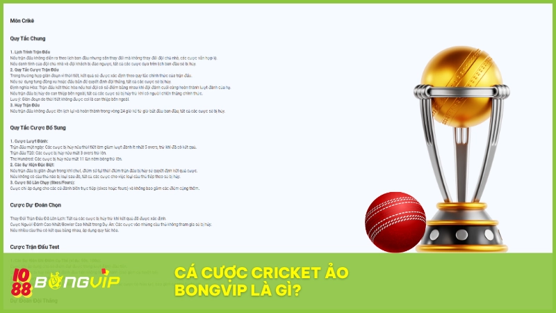 Cricket ảo là phiên bản mô phỏng sống động của môn Cricket nổi tiếng